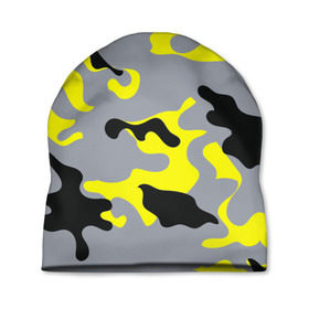 Шапка 3D с принтом Yellow camouflage в Белгороде, 100% полиэстер | универсальный размер, печать по всей поверхности изделия | camouflage | камуфляж | комуфляж