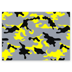 Поздравительная открытка с принтом Yellow camouflage в Белгороде, 100% бумага | плотность бумаги 280 г/м2, матовая, на обратной стороне линовка и место для марки
 | camouflage | камуфляж | комуфляж