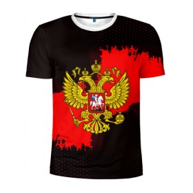 Мужская футболка 3D спортивная с принтом RUSSIA red collection 2018 в Белгороде, 100% полиэстер с улучшенными характеристиками | приталенный силуэт, круглая горловина, широкие плечи, сужается к линии бедра | Тематика изображения на принте: 