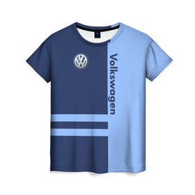 Женская футболка 3D с принтом Volkswagen в Белгороде, 100% полиэфир ( синтетическое хлопкоподобное полотно) | прямой крой, круглый вырез горловины, длина до линии бедер | volkswagen | авто | автомобиль | вольксваген | лого | машина | фолькс ваген | фольксваген | эмблема