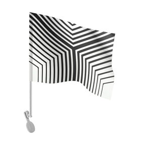 Флаг для автомобиля с принтом Кибер Зебра в Белгороде, 100% полиэстер | Размер: 30*21 см | black and white stripes | geometry | vest | zebra | геометрия | зебра | тельняшка | черно белая полоска