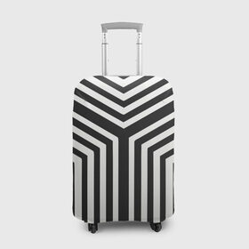 Чехол для чемодана 3D с принтом Кибер Зебра в Белгороде, 86% полиэфир, 14% спандекс | двустороннее нанесение принта, прорези для ручек и колес | black and white stripes | geometry | vest | zebra | геометрия | зебра | тельняшка | черно белая полоска