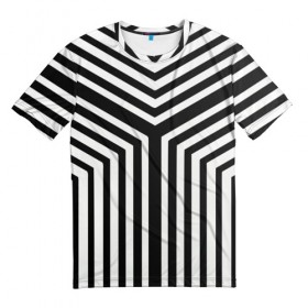 Мужская футболка 3D с принтом Кибер Зебра в Белгороде, 100% полиэфир | прямой крой, круглый вырез горловины, длина до линии бедер | black and white stripes | geometry | vest | zebra | геометрия | зебра | тельняшка | черно белая полоска