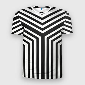 Мужская футболка 3D спортивная с принтом Кибер Зебра в Белгороде, 100% полиэстер с улучшенными характеристиками | приталенный силуэт, круглая горловина, широкие плечи, сужается к линии бедра | Тематика изображения на принте: black and white stripes | geometry | vest | zebra | геометрия | зебра | тельняшка | черно белая полоска