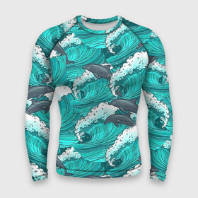Мужской рашгард 3D с принтом Дельфины в Белгороде,  |  | dolphins | fish | ocean | pattern | sea | summer | waves | волны | дельфины | лето | море | океан | паттерн | рыбы