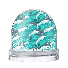 Снежный шар с принтом Дельфины в Белгороде, Пластик | Изображение внутри шара печатается на глянцевой фотобумаге с двух сторон | dolphins | fish | ocean | pattern | sea | summer | waves | волны | дельфины | лето | море | океан | паттерн | рыбы