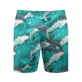 Мужские шорты 3D спортивные с принтом Дельфины в Белгороде,  |  | dolphins | fish | ocean | pattern | sea | summer | waves | волны | дельфины | лето | море | океан | паттерн | рыбы