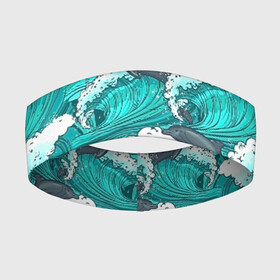 Повязка на голову 3D с принтом Дельфины в Белгороде,  |  | dolphins | fish | ocean | pattern | sea | summer | waves | волны | дельфины | лето | море | океан | паттерн | рыбы