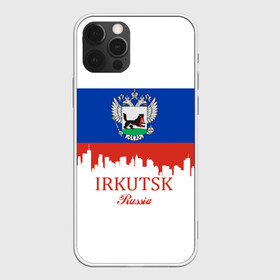 Чехол для iPhone 12 Pro с принтом IRKUTSK (Иркутск) в Белгороде, силикон | область печати: задняя сторона чехла, без боковых панелей | Тематика изображения на принте: 138 | 38 | irkutsk | ru | rus | герб | знак | иркутск | иркутский | надпись | патриот | полосы | российская | российский | россия | русская | русский | рф | символ | страна | флаг | флага | цвета