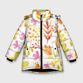 Зимняя куртка для девочек 3D с принтом Коллекция HYPNOSE в Белгороде, ткань верха — 100% полиэстер; подклад — 100% полиэстер, утеплитель — 100% полиэстер. | длина ниже бедра, удлиненная спинка, воротник стойка и отстегивающийся капюшон. Есть боковые карманы с листочкой на кнопках, утяжки по низу изделия и внутренний карман на молнии. 

Предусмотрены светоотражающий принт на спинке, радужный светоотражающий элемент на пуллере молнии и на резинке для утяжки. | Тематика изображения на принте: паттерн | разноцветный | растительный | яркие