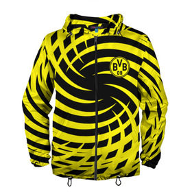 Мужская ветровка 3D с принтом FC Borussia Dortmund в Белгороде, 100% полиэстер | подол и капюшон оформлены резинкой с фиксаторами, два кармана без застежек по бокам, один потайной карман на груди | боруссия | дортмунд