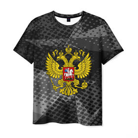 Мужская футболка 3D с принтом RUSSIA BLACK GEOMETRY в Белгороде, 100% полиэфир | прямой крой, круглый вырез горловины, длина до линии бедер | abstraction | grunge | russia | sport | абстракция | герб | краска | русский | символика рф | спорт | спортивный | триколор | униформа | форма | я русский