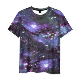 Мужская футболка 3D с принтом Sky nebula в Белгороде, 100% полиэфир | прямой крой, круглый вырез горловины, длина до линии бедер | abstraction | cosmos | nebula | space | star | universe | абстракция | вселенная | звезды | космос | мир | планеты