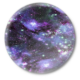 Значок с принтом Sky nebula в Белгороде,  металл | круглая форма, металлическая застежка в виде булавки | abstraction | cosmos | nebula | space | star | universe | абстракция | вселенная | звезды | космос | мир | планеты