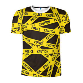 Мужская футболка 3D спортивная с принтом Police Caution в Белгороде, 100% полиэстер с улучшенными характеристиками | приталенный силуэт, круглая горловина, широкие плечи, сужается к линии бедра | опасность | опасный | осторожный | полосы | текстура