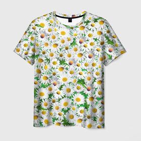 Мужская футболка 3D с принтом Ромашки в Белгороде, 100% полиэфир | прямой крой, круглый вырез горловины, длина до линии бедер | chamomile | daisies | flowers | nature | природа | растения | ромашки | текстура | цветы