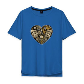 Мужская футболка хлопок Oversize с принтом Сердце Механика в Белгороде, 100% хлопок | свободный крой, круглый ворот, “спинка” длиннее передней части | Тематика изображения на принте: steampunk | механика | механическое | с сердцем | седце | стиль | стимпанк