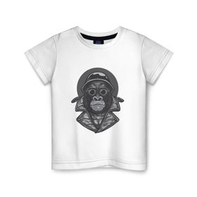 Детская футболка хлопок с принтом Горилла в Белгороде, 100% хлопок | круглый вырез горловины, полуприлегающий силуэт, длина до линии бедер | 