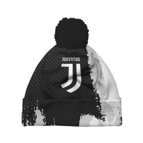 Шапка 3D c помпоном с принтом JUVENTUS в Белгороде, 100% полиэстер | универсальный размер, печать по всей поверхности изделия | football | soccer | ювентус