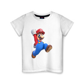 Детская футболка хлопок с принтом Марио Б в Белгороде, 100% хлопок | круглый вырез горловины, полуприлегающий силуэт, длина до линии бедер | брат | марио | марио бро | супер