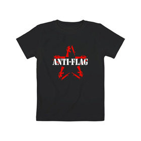 Детская футболка хлопок с принтом Anti-Flag в Белгороде, 100% хлопок | круглый вырез горловины, полуприлегающий силуэт, длина до линии бедер | Тематика изображения на принте: american | attraction | dead | hardcore | not | punk | punks | rock | альтернатива | анти | группа | панк | рок | стрит | флаг