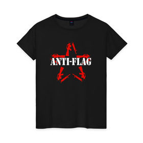 Женская футболка хлопок с принтом Anti-Flag в Белгороде, 100% хлопок | прямой крой, круглый вырез горловины, длина до линии бедер, слегка спущенное плечо | american | attraction | dead | hardcore | not | punk | punks | rock | альтернатива | анти | группа | панк | рок | стрит | флаг
