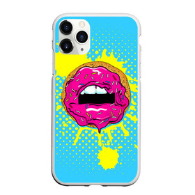 Чехол для iPhone 11 Pro матовый с принтом Donut lips в Белгороде, Силикон |  | donut | kiss | lips | pop art | splash | sweet | брызги | губы | пончик | поп арт