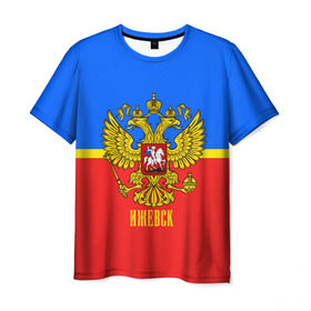 Мужская футболка 3D с принтом Ижевск в Белгороде, 100% полиэфир | прямой крой, круглый вырез горловины, длина до линии бедер | abstraction | cccр | grunge | russia | sport | абстракция | герб | ижевск | краска | русский | символика рф | спорт | спортивный | триколор | униформа | форма | я русский