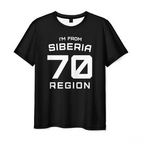 Мужская футболка 3D с принтом i`m frob siberia(я из сибири) в Белгороде, 100% полиэфир | прямой крой, круглый вырез горловины, длина до линии бедер | Тематика изображения на принте: 70 регион | from siberia | регионы россии | россия | сибирь | томск | томская область | я из сибири