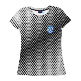 Женская футболка 3D с принтом VOLKSWAGEN SPORT в Белгороде, 100% полиэфир ( синтетическое хлопкоподобное полотно) | прямой крой, круглый вырез горловины, длина до линии бедер | 