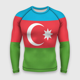 Мужской рашгард 3D с принтом Азербайджан в Белгороде,  |  | azerbaijan | azrbaycan | звезда | ислам | полумесяц | флаг