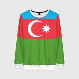 Женский свитшот 3D с принтом Азербайджан в Белгороде, 100% полиэстер с мягким внутренним слоем | круглый вырез горловины, мягкая резинка на манжетах и поясе, свободная посадка по фигуре | azerbaijan | azrbaycan | звезда | ислам | полумесяц | флаг