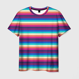 Мужская футболка 3D с принтом Радуга в Белгороде, 100% полиэфир | прямой крой, круглый вырез горловины, длина до линии бедер | yaay | yaay design | весна | желтый | морская | моряк | полоски | угол