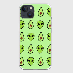 Чехол для iPhone 13 с принтом Green в Белгороде,  |  | alien | food | vegetarian | авокадо | вегетарианство | еда | пришелец