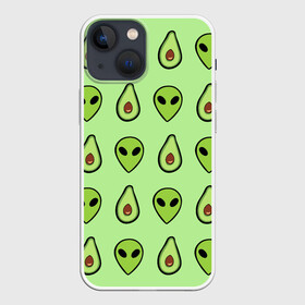 Чехол для iPhone 13 mini с принтом Green в Белгороде,  |  | alien | food | vegetarian | авокадо | вегетарианство | еда | пришелец
