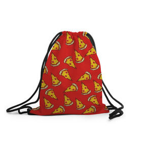 Рюкзак-мешок 3D с принтом Pizza red в Белгороде, 100% полиэстер | плотность ткани — 200 г/м2, размер — 35 х 45 см; лямки — толстые шнурки, застежка на шнуровке, без карманов и подкладки | fast food | pizza | еда | пицца | фастфуд
