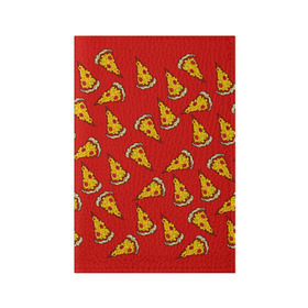 Обложка для паспорта матовая кожа с принтом Pizza red в Белгороде, натуральная матовая кожа | размер 19,3 х 13,7 см; прозрачные пластиковые крепления | fast food | pizza | еда | пицца | фастфуд