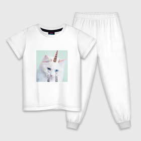 Детская пижама хлопок с принтом котик единорог в Белгороде, 100% хлопок |  брюки и футболка прямого кроя, без карманов, на брюках мягкая резинка на поясе и по низу штанин
 | владивосток | единорожек | кот | пушистик | радуга | самара | свэг | слезки