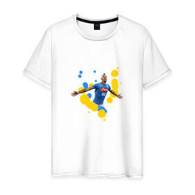 Мужская футболка хлопок с принтом Napoli в Белгороде, 100% хлопок | прямой крой, круглый вырез горловины, длина до линии бедер, слегка спущенное плечо. | napoli | serie a | наполи | серия а