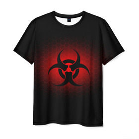Мужская футболка 3D с принтом Биологическая Опасность в Белгороде, 100% полиэфир | прямой крой, круглый вырез горловины, длина до линии бедер | биологическая  | опасность