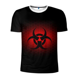 Мужская футболка 3D спортивная с принтом Биологическая Опасность в Белгороде, 100% полиэстер с улучшенными характеристиками | приталенный силуэт, круглая горловина, широкие плечи, сужается к линии бедра | биологическая  | опасность