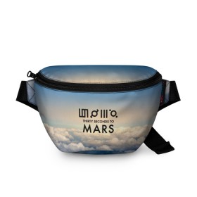 Поясная сумка 3D с принтом 30 Seconds to Mars в Белгороде, 100% полиэстер | плотная ткань, ремень с регулируемой длиной, внутри несколько карманов для мелочей, основное отделение и карман с обратной стороны сумки застегиваются на молнию | 