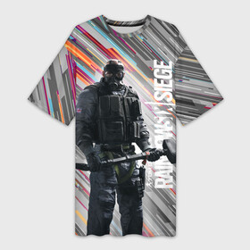 Платье-футболка 3D с принтом Rainbow Six Siege в Белгороде,  |  | battlefield | call of duty | clancy | cod | counter | csgo | game | rainbow | six | strike | tom | игра | клэнси | код | ксго | том | шутер