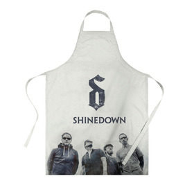 Фартук 3D с принтом Shinedown band в Белгороде, 100% полиэстер | общий размер — 65 х 85 см, ширина нагрудника — 26 см, горловина — 53 см, длина завязок — 54 см, общий обхват в поясе — 173 см. Принт на завязках и на горловине наносится с двух сторон, на основной части фартука — только с внешней стороны | 