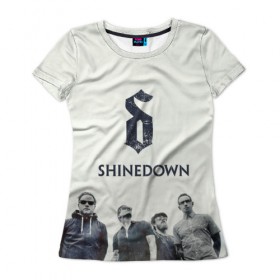 Женская футболка 3D с принтом Shinedown band в Белгороде, 100% полиэфир ( синтетическое хлопкоподобное полотно) | прямой крой, круглый вырез горловины, длина до линии бедер | 
