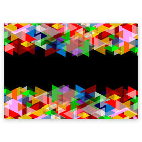 Поздравительная открытка с принтом Калейдоскоп чёрный в Белгороде, 100% бумага | плотность бумаги 280 г/м2, матовая, на обратной стороне линовка и место для марки
 | Тематика изображения на принте: калейдоскоп | мозаика | разноцветный | черный | яркий