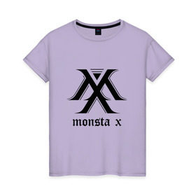 Женская футболка хлопок с принтом MONSTA X_4 в Белгороде, 100% хлопок | прямой крой, круглый вырез горловины, длина до линии бедер, слегка спущенное плечо | monsta x | монст х