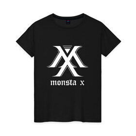 Женская футболка хлопок с принтом MONSTA X_5 в Белгороде, 100% хлопок | прямой крой, круглый вырез горловины, длина до линии бедер, слегка спущенное плечо | monsta x | монст х