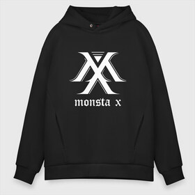 Мужское худи Oversize хлопок с принтом MONSTA X_5 в Белгороде, френч-терри — 70% хлопок, 30% полиэстер. Мягкий теплый начес внутри —100% хлопок | боковые карманы, эластичные манжеты и нижняя кромка, капюшон на магнитной кнопке | Тематика изображения на принте: monsta x | монст х