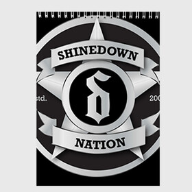 Скетчбук с принтом Shinedown Nation в Белгороде, 100% бумага
 | 48 листов, плотность листов — 100 г/м2, плотность картонной обложки — 250 г/м2. Листы скреплены сверху удобной пружинной спиралью | Тематика изображения на принте: 